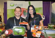 Showing a variety of products from Mucci Farms are Troy Gage and Shawna Pelletier.     